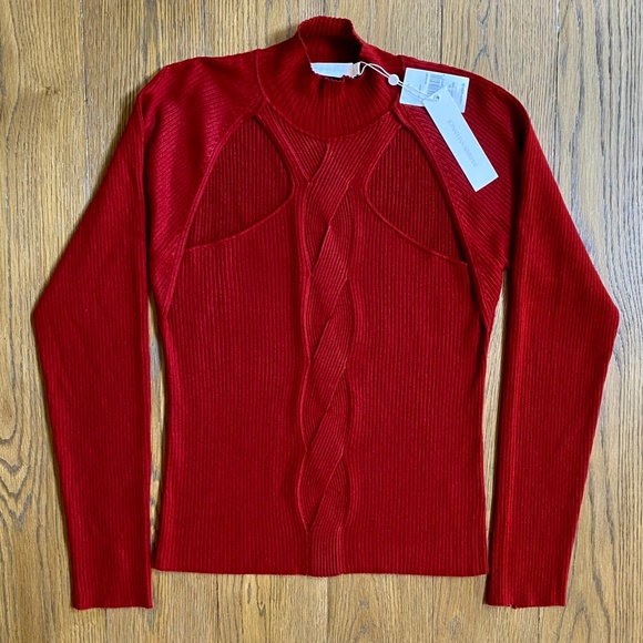 Jonathan Simkhai Keegan Twisted Long Sleeve Cut-Out-Detail Turtleneck Sw… - Picture 11 of 16